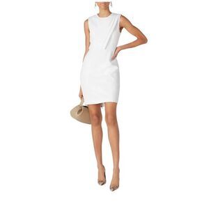 Toccin White Drape Front Sheath Dress